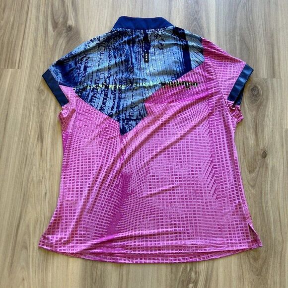 JAMIE SADOCK 1/4 Zip Polo Golf Tennis Pickleball Pink Blue Graphic Size M - Picture 4 of 9